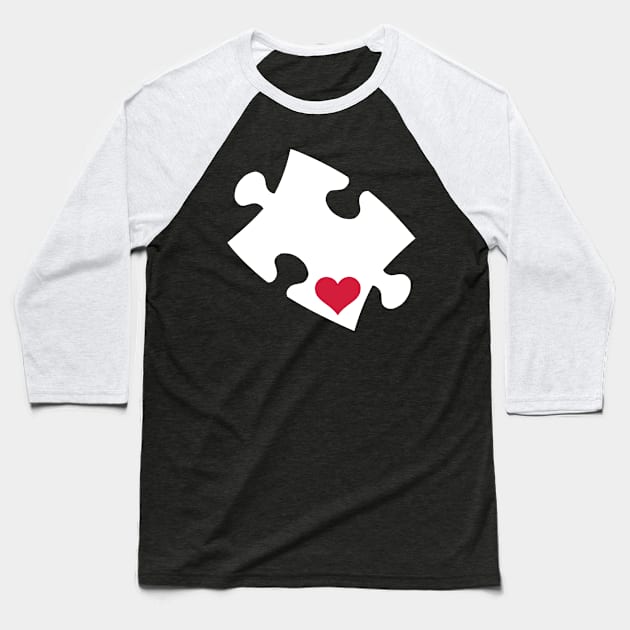 Jigsaw puzzle piece heart Baseball T-Shirt by Designzz